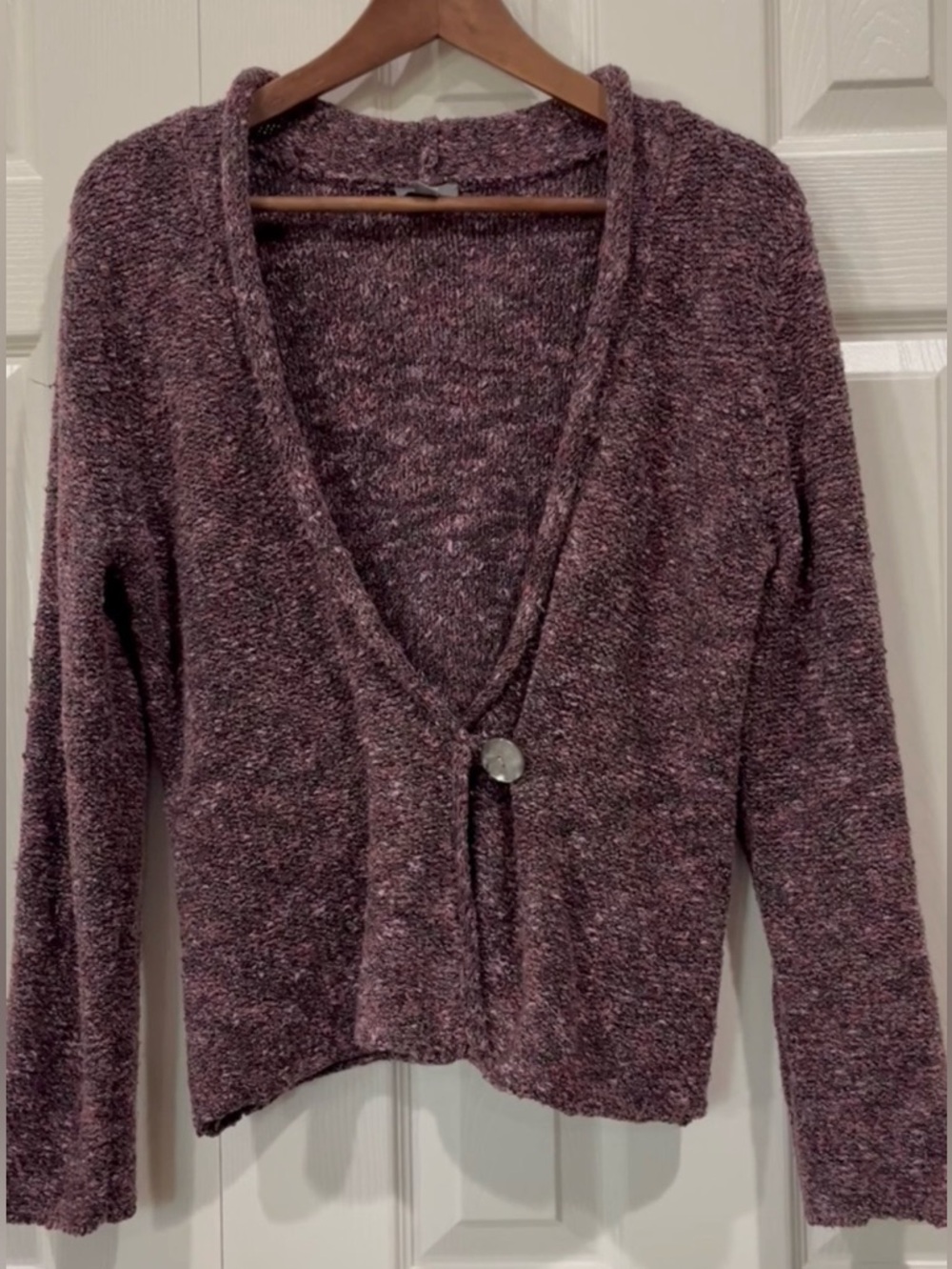 J. Jill Marled Knit One Button Cardigan Sweater Plum Women’s Sz M